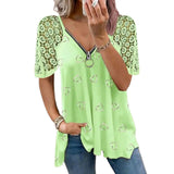 Chemisier motif coeur avec manches en dentelle avec fermeture éclair