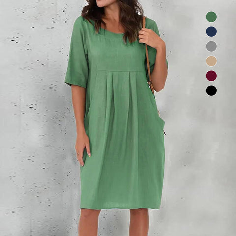 Robe décontractée à poches plissées