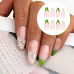 Ongles pressés à la fleur de printemps(24pièces)