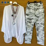 Ensemble de deux pièces à imprimé camouflage à la mode