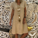 Robe à Manches Courtes et Col en V