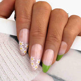 Ongles pressés à la fleur de printemps(24pièces)