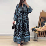 Robe à manches longues avec col en V et imprimé