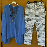 Ensemble de deux pièces à imprimé camouflage à la mode