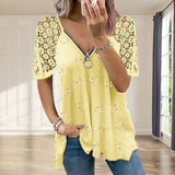 Chemisier motif coeur avec manches en dentelle avec fermeture éclair