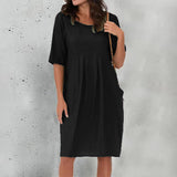 Robe décontractée à poches plissées