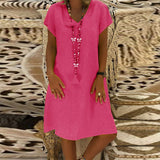 Robe à Manches Courtes et Col en V