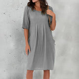 Robe décontractée à poches plissées