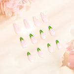 Ongles pressés à la fleur de printemps(24pièces)