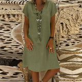 Robe à Manches Courtes et Col en V