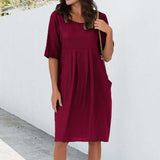 Robe décontractée à poches plissées