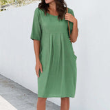Robe décontractée à poches plissées
