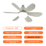 Ventilateur de plafond LED 2 en 1 avec télécommande, base E27E26/B22