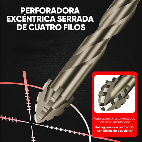 Taladro excéntrico con sierra de cuatro cuchillas