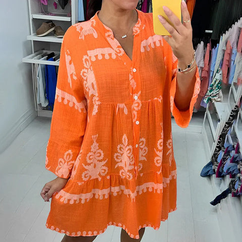 Robe babydoll boutonnée à col en V