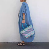 Robe longue en patchwork de coton et de lin