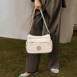 Sac bandoulière tendance uni à multiples poches zippées