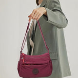 Sac bandoulière tendance uni à multiples poches zippées