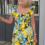 Robe à manches volantes imprimée citron