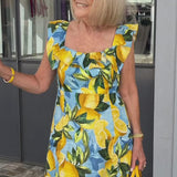 Robe à manches volantes imprimée citron