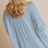 Chemise rayée à simple boutonnage et à manches mi-longues