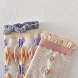 5 paires de chaussettes femme en coton fleuri rose