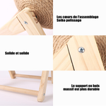 Griffoir Chat en Bois Massif avec Boule à Rouler Sisal