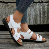 Sandales Plates en Cuir pour Femmes avec Soutien de la Voûte Plantaire