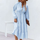 Robe à Manches Longues avec Imprimé Rayé