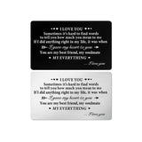 " I LOVE YOU " Carte métal gravée pour portefeuille