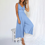 Combinaisons à encolure en V avec découpes et jambes larges