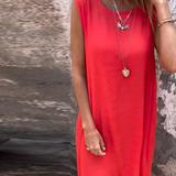 Robe sans manches à double épaisseur de couleur unie