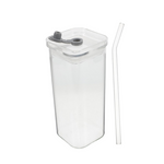Verre à boisson carré, chic et pratique, avec couvercle et paille
