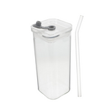 Verre à boisson carré, chic et pratique, avec couvercle et paille