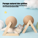 Griffoir Chat en Bois Massif avec Boule à Rouler Sisal