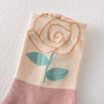 5 paires de chaussettes femme en coton fleuri rose