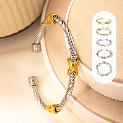 Bracelet torsadé à nœud bicolore