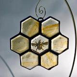 Ornement d’abeille en vitrail ou attrape-soleil