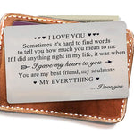 " I LOVE YOU " Carte métal gravée pour portefeuille