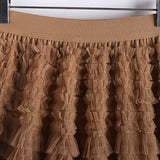 Jupe longue en tulle à taille élastique à plusieurs niveaux
