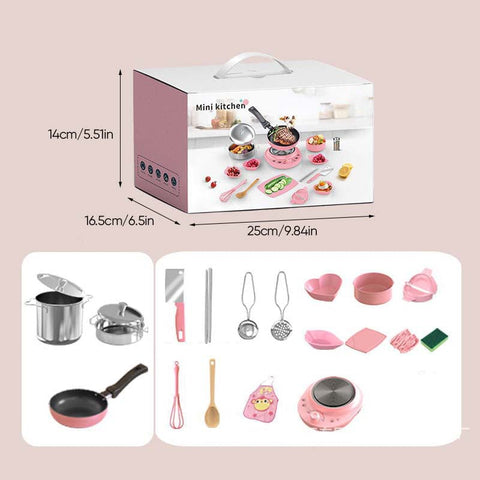Jeu de Cuisine Miniature Réel pour Enfants - Ensemble de 22 Pièces