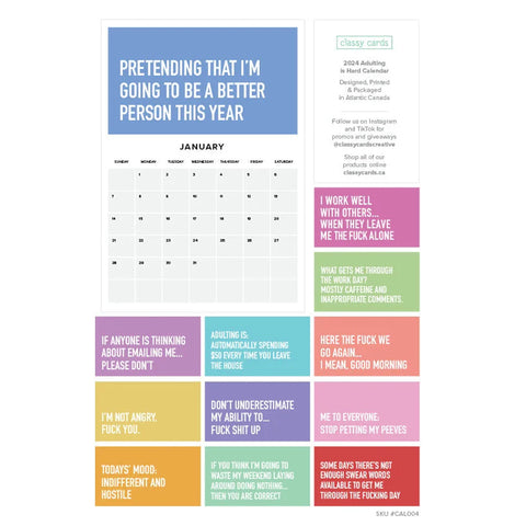 Calendrier 2024 Adulting is hard