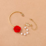 Bracelet de luxe en perles de rose rouge