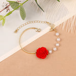 Bracelet de luxe en perles de rose rouge