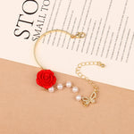 Bracelet de luxe en perles de rose rouge