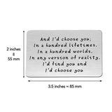"And I'd choose you" Carte de Portefeuille en Métal Gravé