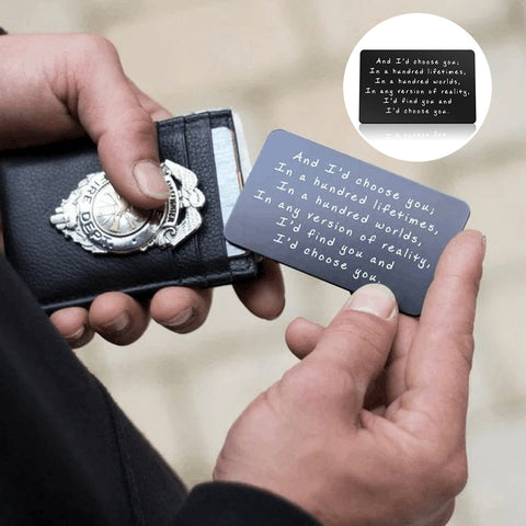 "And I'd choose you" Carte de Portefeuille en Métal Gravé