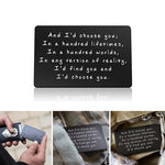 "And I'd choose you" Carte de Portefeuille en Métal Gravé