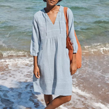 Robe chemise unie avec poche