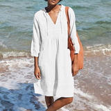 Robe chemise unie avec poche